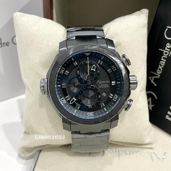 JAM TANGAN PRIA ALEXANDRE CHRISTIE AC 6565 ORIGINAL FULL BLACK