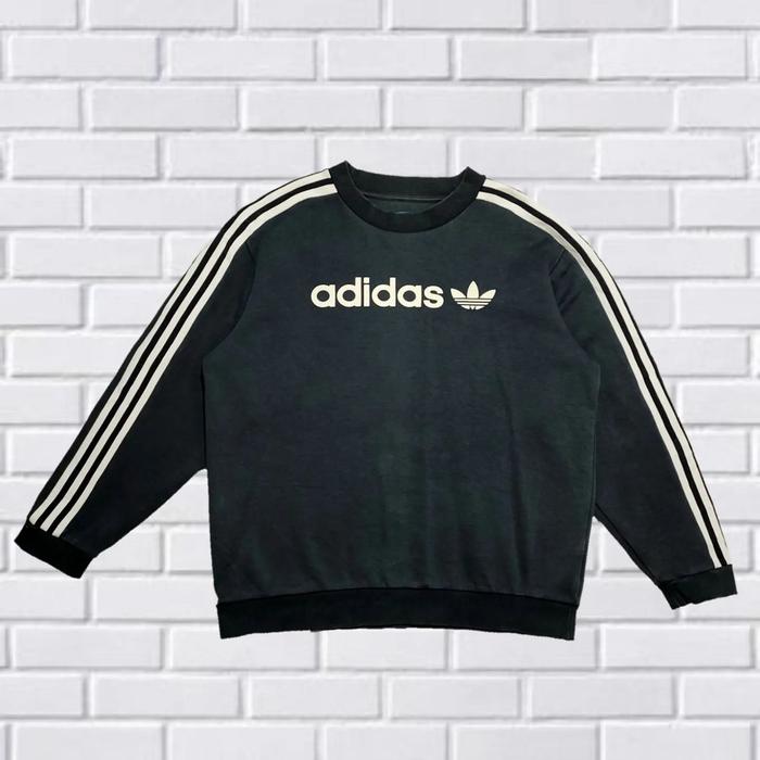 CREWNECK ADIDAS SCRIPT, SIZE M (SECOND BRANDED), HITAM, CN0046