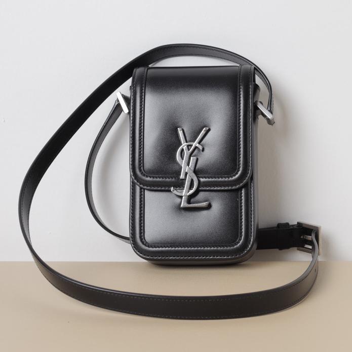 YSL SAINT LAURENT Mini Solferino Satchel Bag in Black Smooth Leather