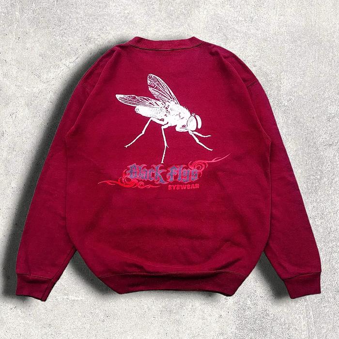 Vintage early 90s Black Flys Skateboard Crewneck hook ups oakley