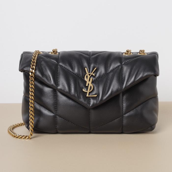 YSL SAINT LAURENT Puffer Toy Lou Loulou Shoulder Bag in Black GHW