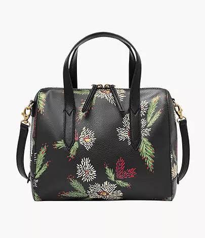Fossil sydney satchel black floral