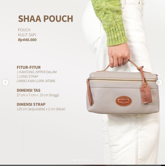 Abekani Tas Kulit Wanita Clutch sHaa Pouch Bahan Kulit Sapi Lining Kain Lurik Dimensi 27x7x15 cm Tal