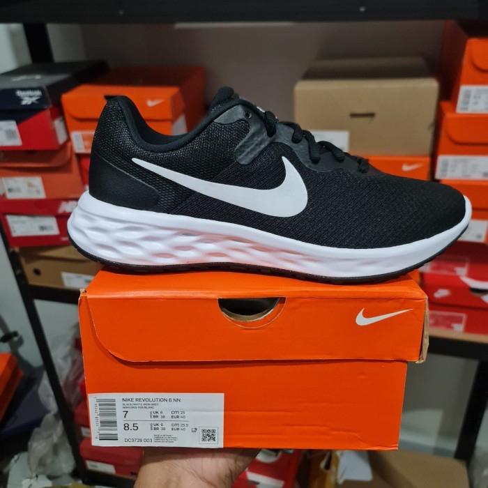 DISKON GEDE NIKE REVOLUTION 6 NN BLACK WHITE ORIGINAL RESMI STORE