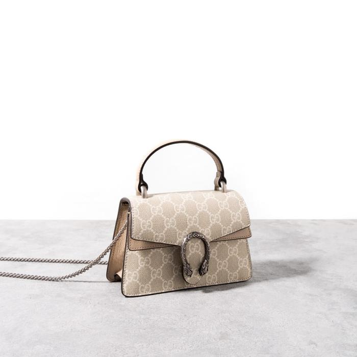 GUCCI Dionysus GG supreme mini top handle shoulder bag  Beige - White