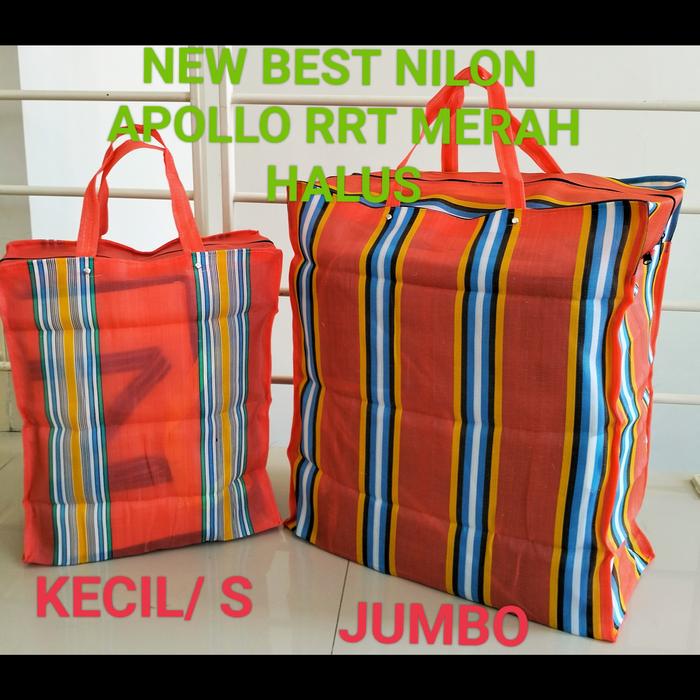 TAS BELANJA NILON SENAR TOTE BAG KECIL JUMBO TAS PASAR/TAS AYAM ZIPPER