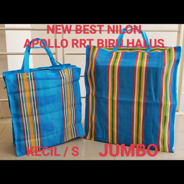 TAS BELANJA NILON SENAR TOTE BAG KECIL JUMBO TAS PASAR/TAS AYAM ZIPPER