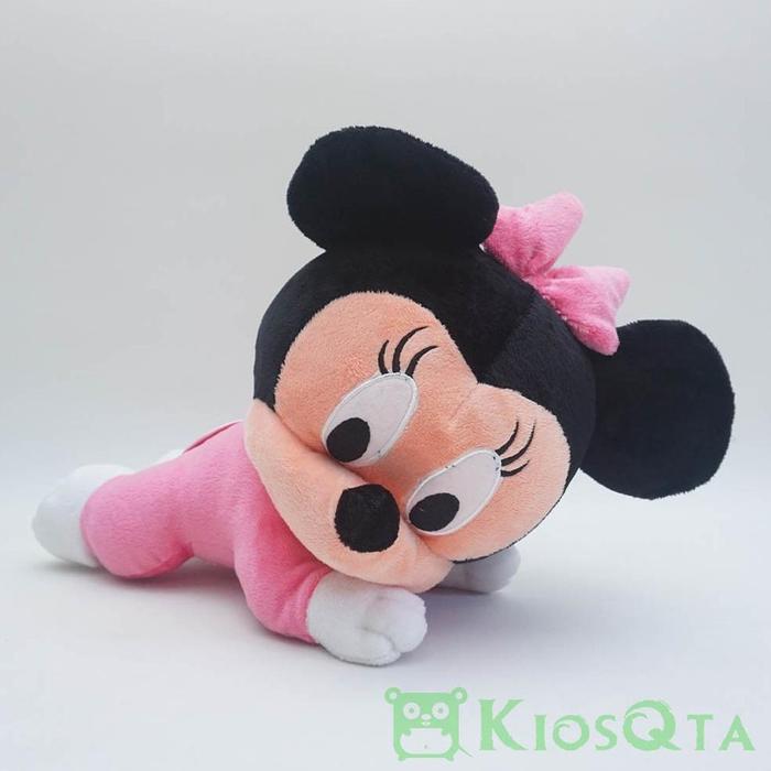 boneka baby minnie mouse tiarap piyama pink