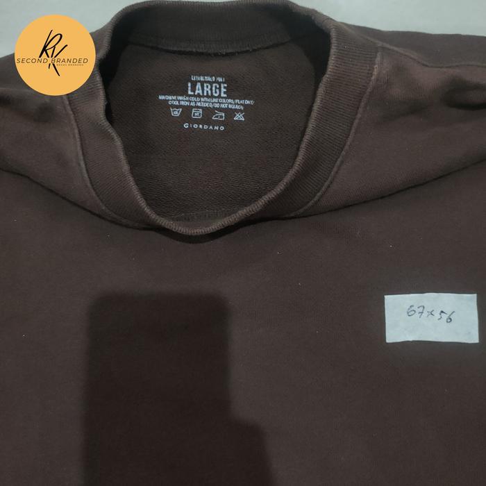 jaket crewneck giordano coklat original