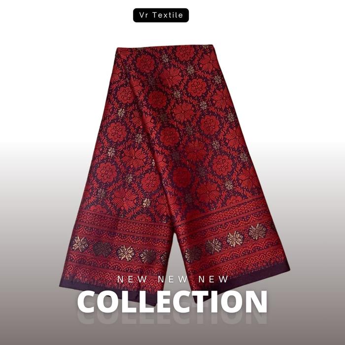 Vr Textile - Songket Meteran Motif Bunga Cina Premium Palembang