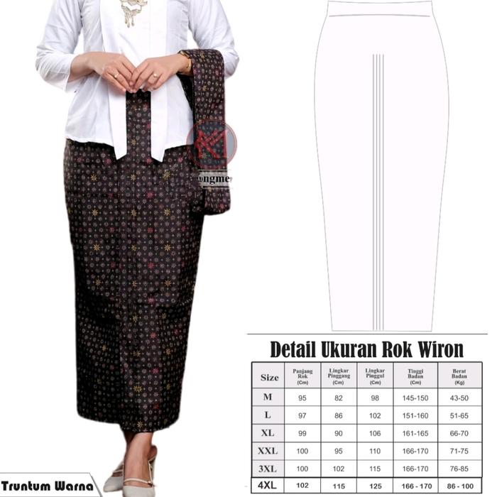 3XL XXL XL L Rok Batik Panjang Kembang Wiron Wiru Lipit TRUNTUM WARNA