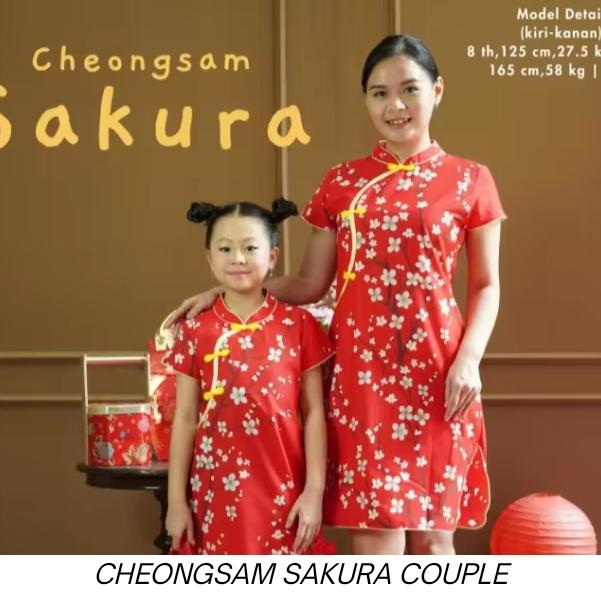 Cheongsam couple ibu anak dress imlek sakura