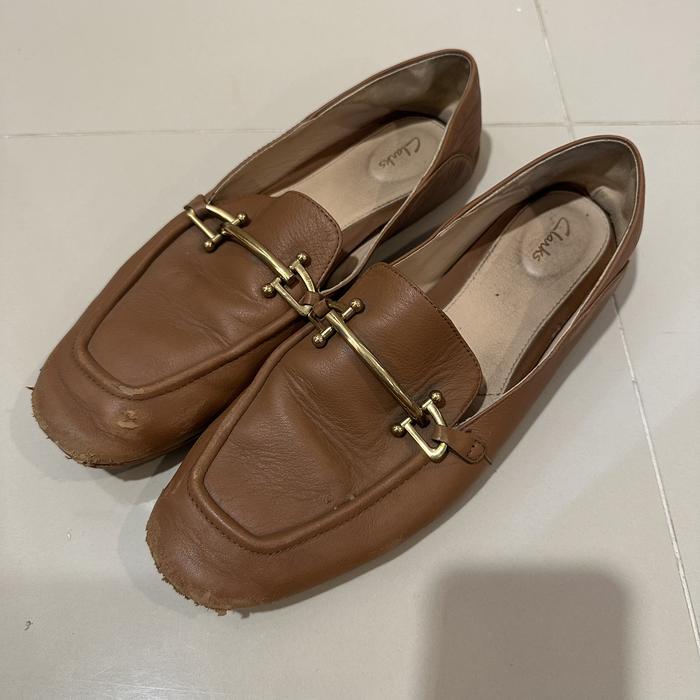 Preloved Loafer Wanita Clarks Brown Leather SECOND