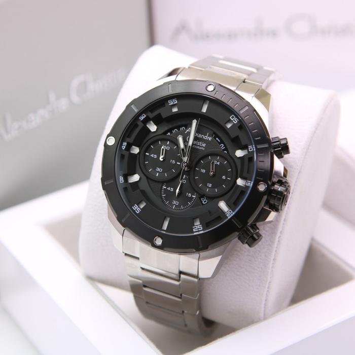 Jam Tangan Pria AC Alexandre Christie 6529 Original - Silver Black