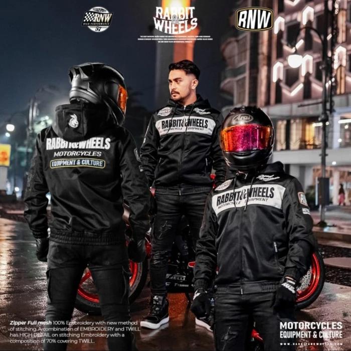 Casual Hoodie Zipper Full Mesh RNW Rabbit And Wheels Hoodie