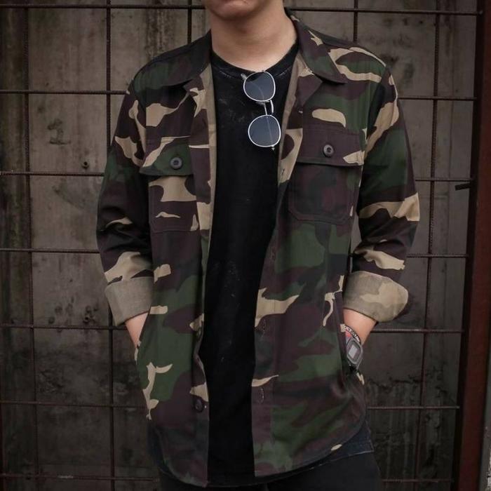 Trucker Loreng / Jaket semi Parka Loreng / Kemeja Dilan / Baju Loreng