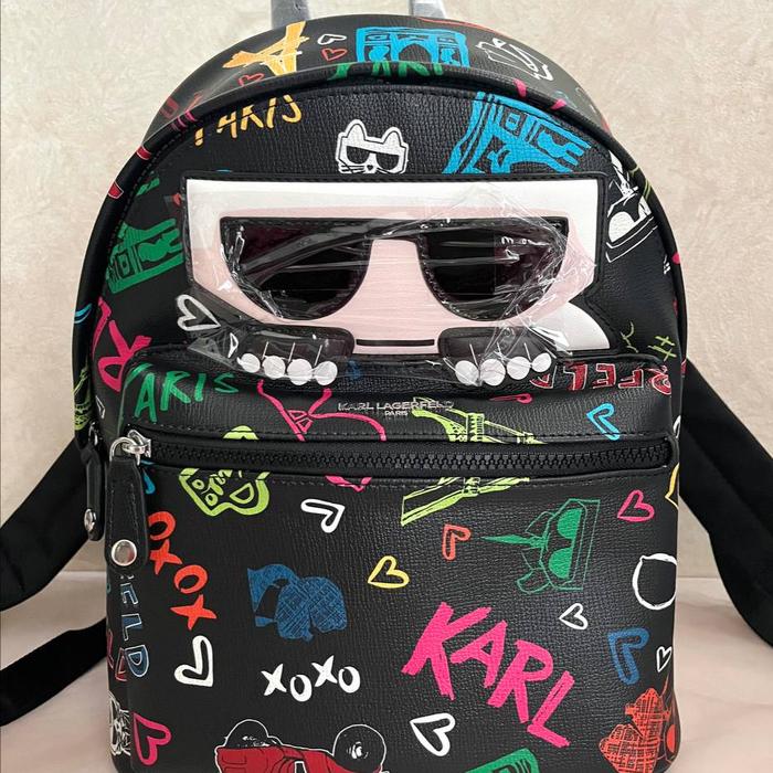 Karl Lagerfeld Paris Maybelle Backpack Graphic Black Multi