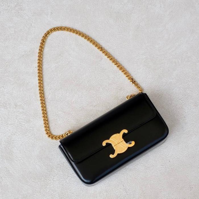 bag Clne tas Chain Triomphe Shoulder Bag in Black GHW