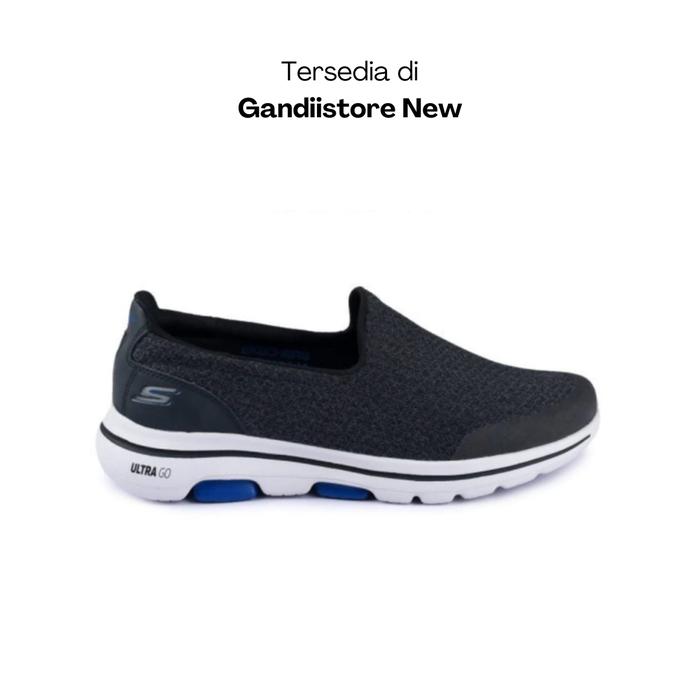 Sepatu Slip On Pria Skeches Go Walk 5 Sparrow 55503/BLK Black White