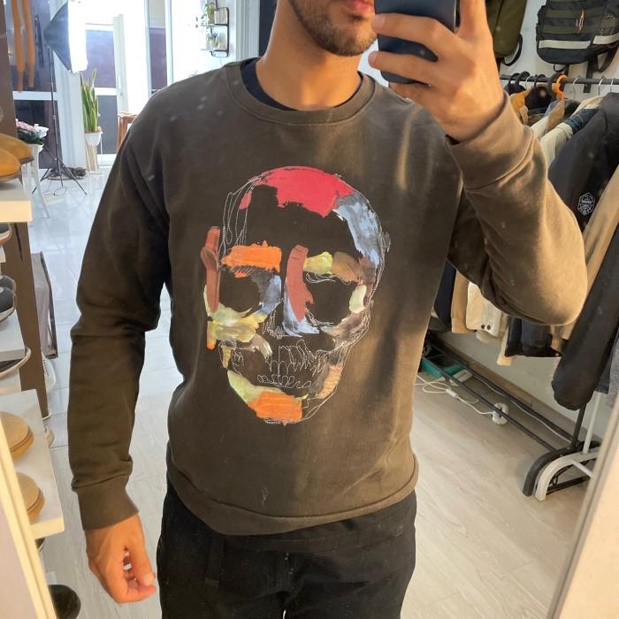 sweater zara man original skull bordir dan sablon