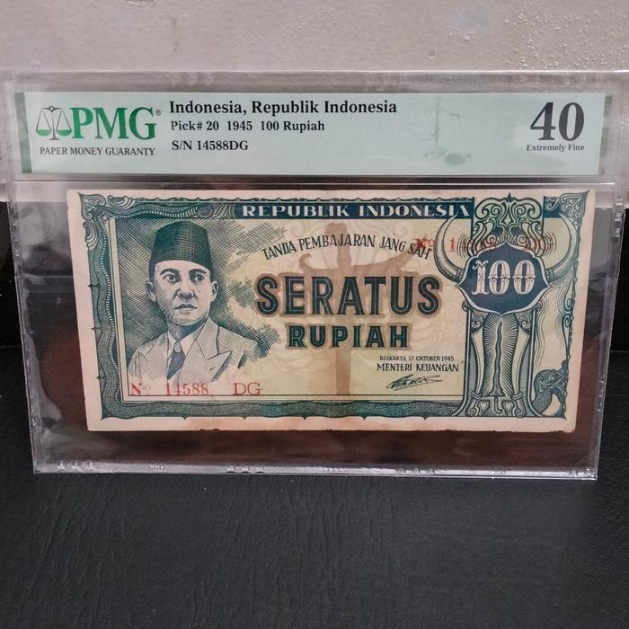 Uang ORI I 100 Rupiah Keris 1945 PMG 40