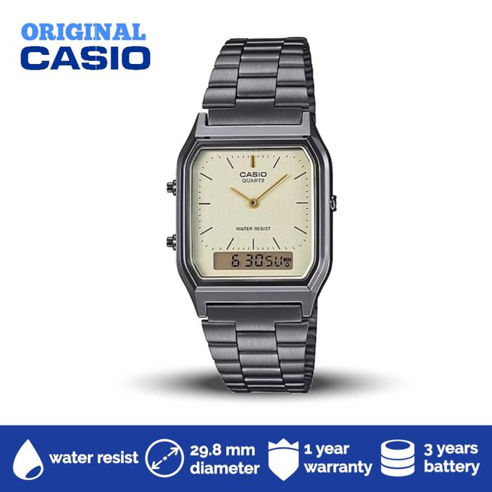 Jam Tangan Analog Casio Unisex Original AQ 230GG 9A Anti Air Garansi