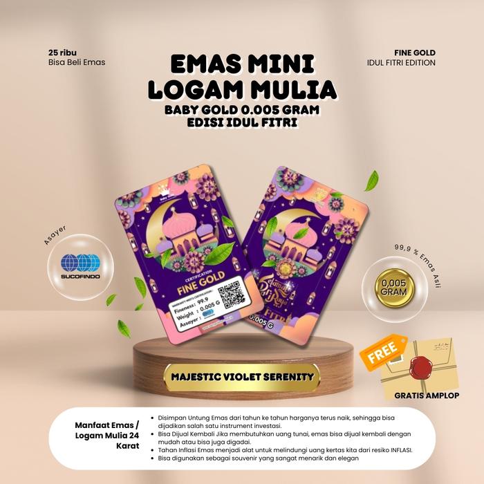 Emas Mini Logam Mulia BABY GOLD 0.005g Edisi IDUL FITRI Violet Serenit