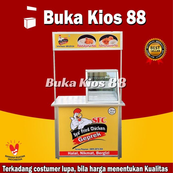 Booth portable Stiker + Etalase Chiken Gratis Lampu pemanas