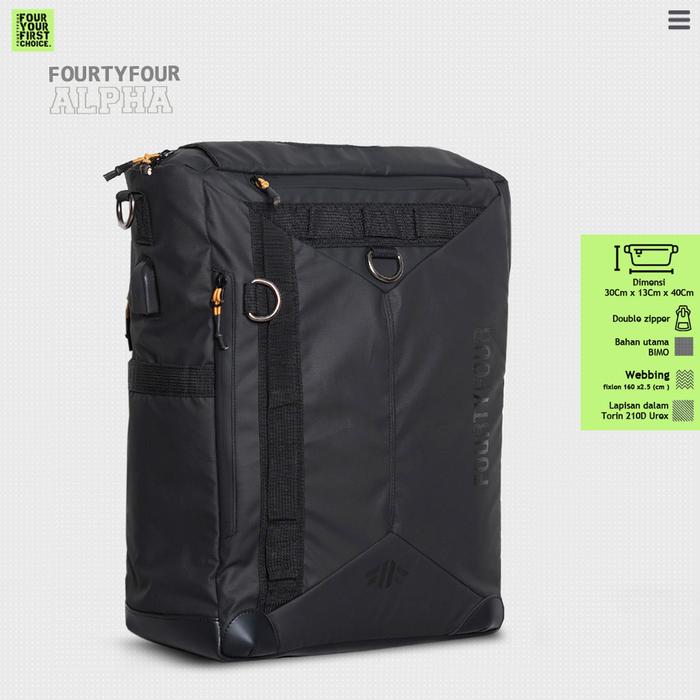 Tas Ransel Pria Original Fourtyfour Alpha Backpack Laptop Waterproof