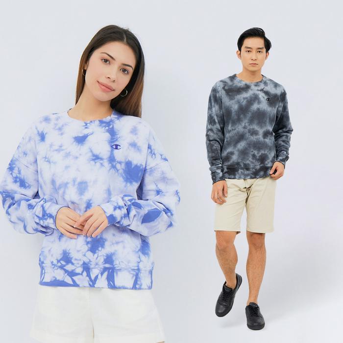 JOY SHADE Crewneck Pria - Tie Dye Champion Katun Fleece