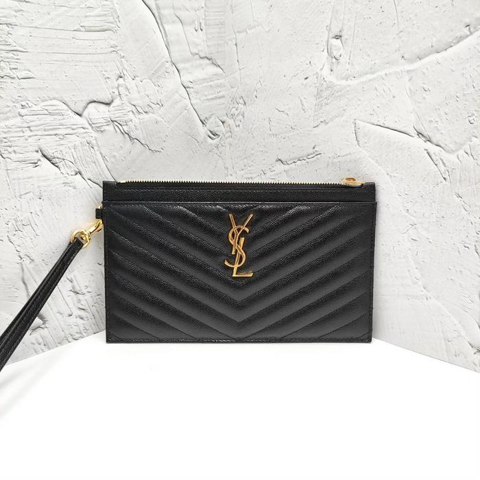 YSL Saint Laurent Monogram Slim envelope clutch pouch 23cm black