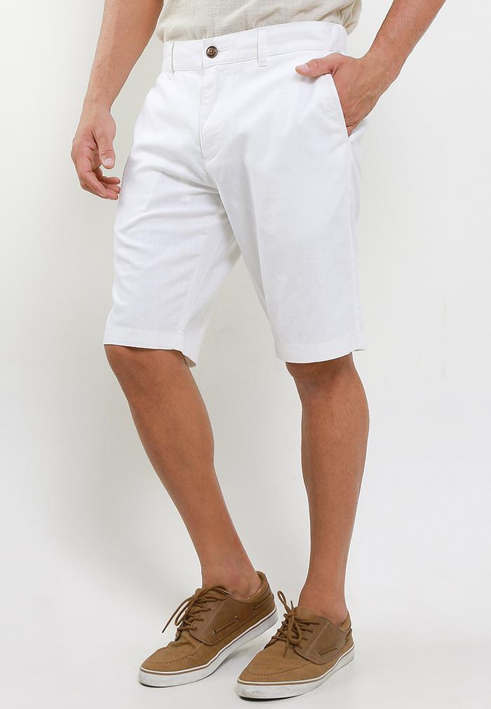 Celana Pendek Pria Giordano Men's Linen Short white