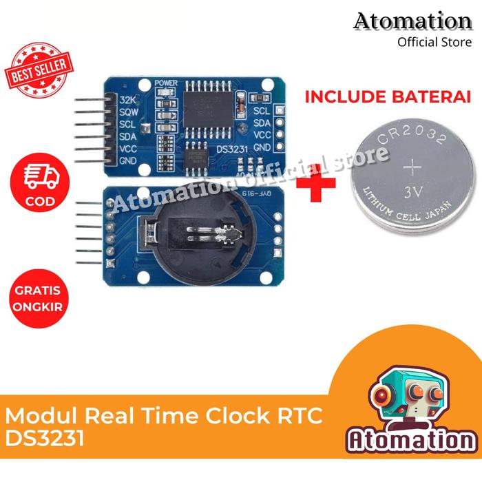 Modul RTC DS3231 DS 3231 DS3231SN DS3231M Real Time Clock Jam Free Baterai Atomation