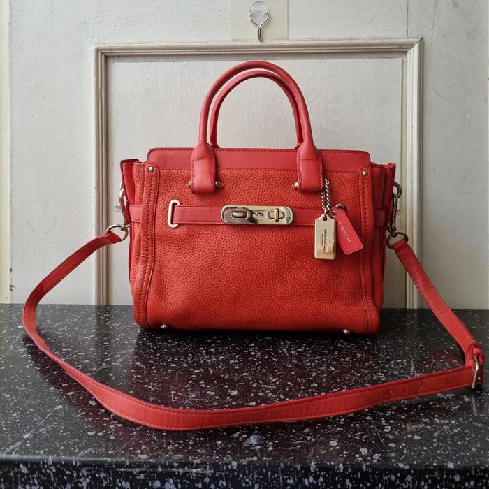 TAS PESTA KULIT ASLI WANITA COC SWAGGER SECOND BRABDED ORANGE