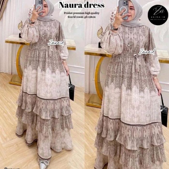 Naura Dress//Gamis Ceruty Super Jumbo Tingkat Bawah//Gamis Jumbo