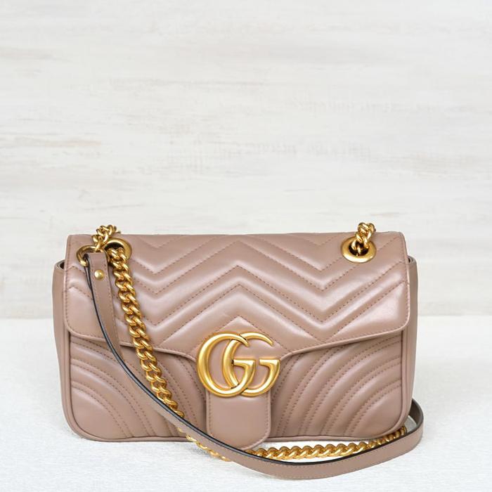 bag GC tas Small GG Marmont Flap in Nude GHW