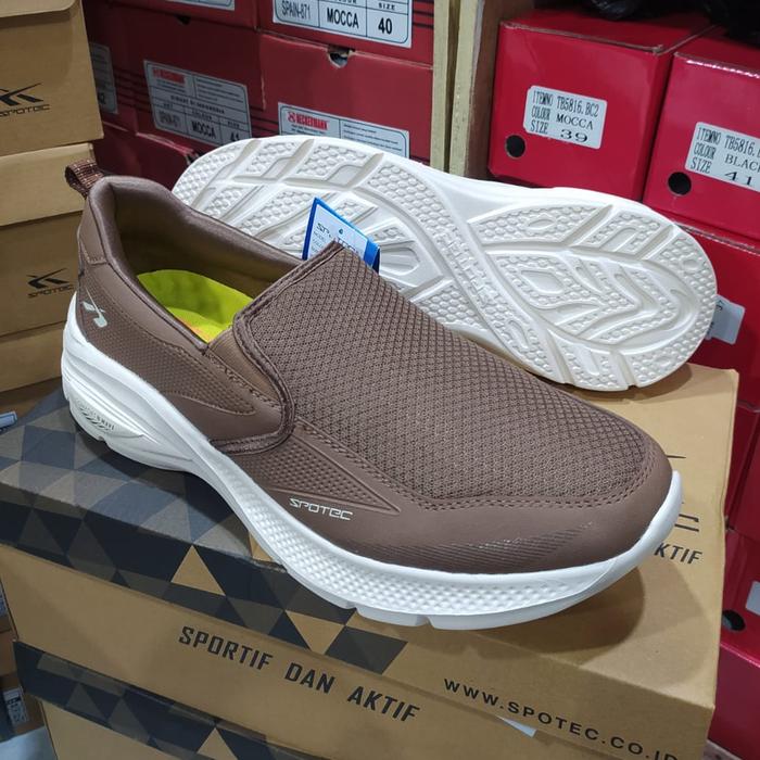 sepatu slip on pria Merk Spotec original onyx coklat