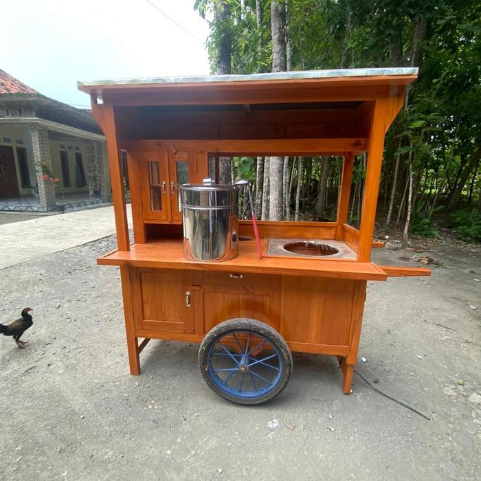 gerobak bakso dorong kayu