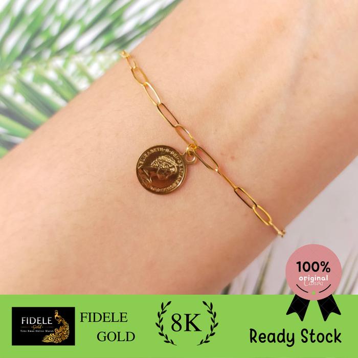 Gelang paperlina koin dollar emas asli kadar muda 375