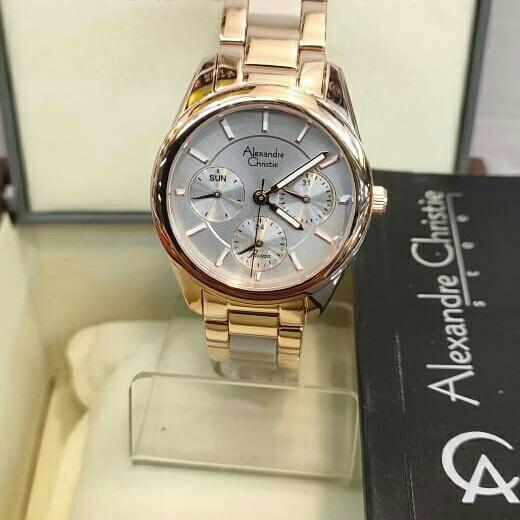 Jam Wanita ORIGINAL Alexandre Christie AC 2A92 BF Stainless polyresin
