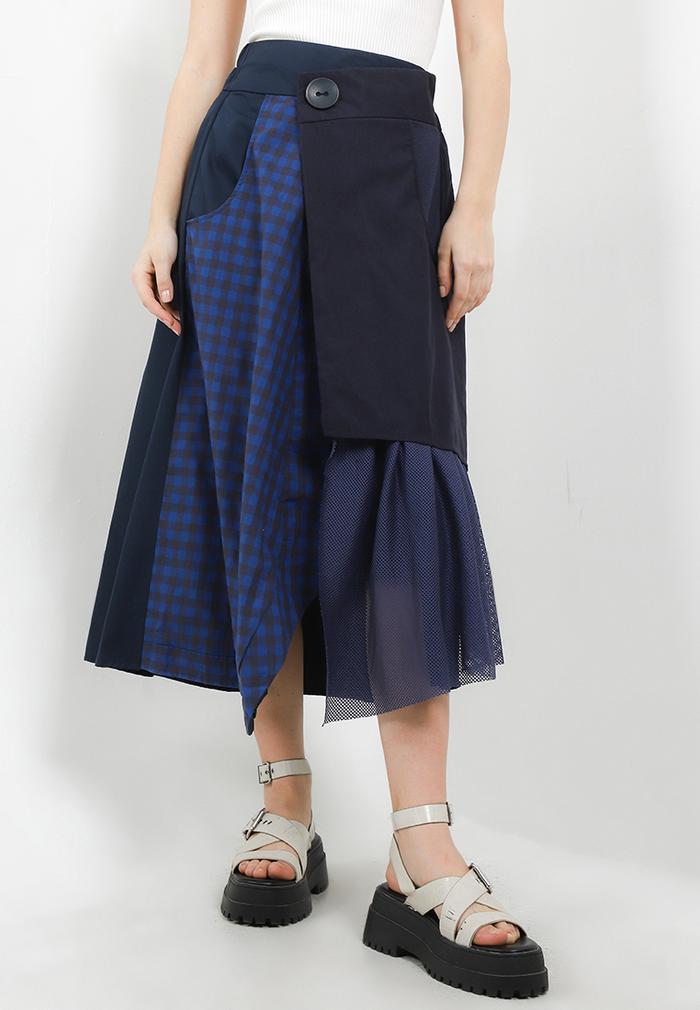 Rok Wanita Oline Workrobe Front Pleated Midi Skirt