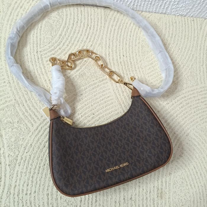 TAS WANITA MK CORA MEDIUM ZIP POUCHETTE BROWN