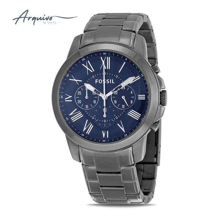 Jam Tangan Pria Fossil Grant Chronograph Rantai Stainless Steel Mewah Original FS4831