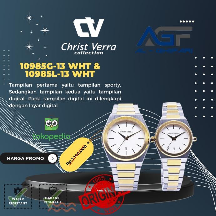 Jam tangan couple Christ Verra CV 10985G-13 WHT & CV 10985L-13 WHT