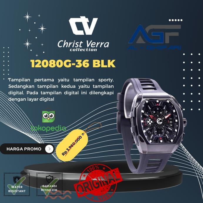 Jam tangan pria Christ Verra CV 12080G-36 BLK original