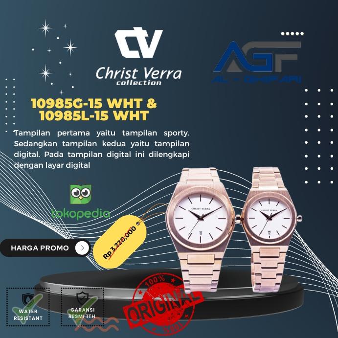 Jam tangan couple Christ Verra CV 10985G-15 WHT & CV 10985L-15 WHT