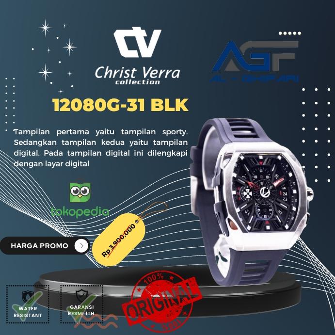 Jam tangan pria Christ Verra CV 12080G-31 BLK original