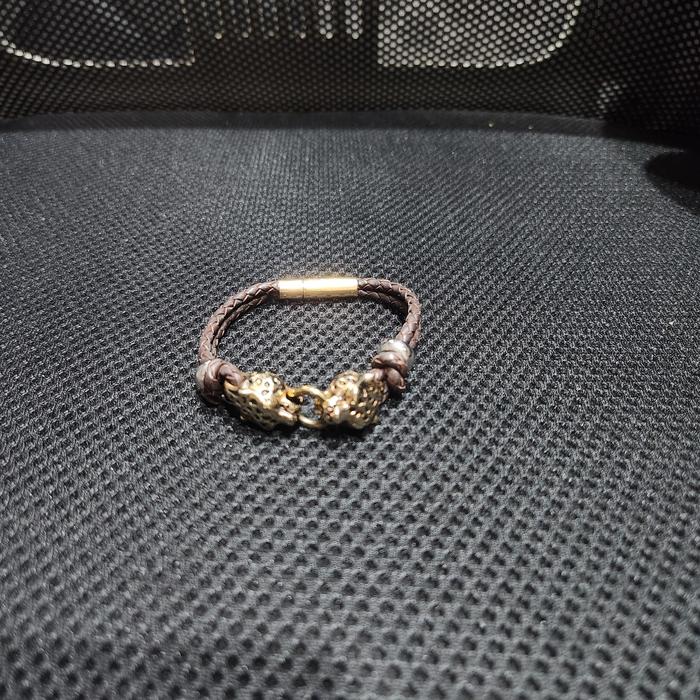 Leopard Brown - Baffi Inc Bracelet gelang kulit pria wanita size M