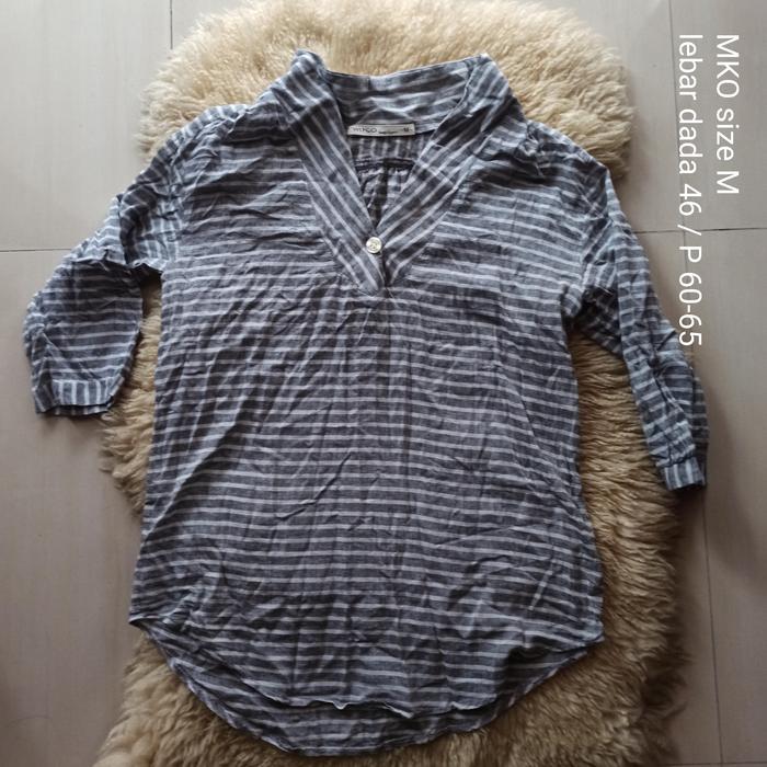 MKO blouse / kemeja wanita katun grey suze M preloved