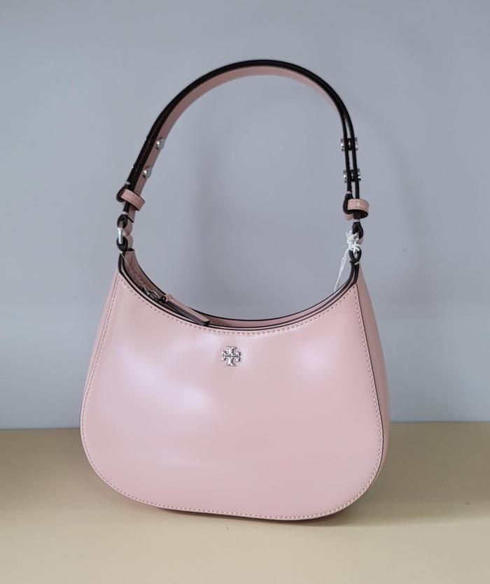 Tas Wanita Toryy Burchh TB Emerson Patent Zip Shoulder Lt Clay Pink
